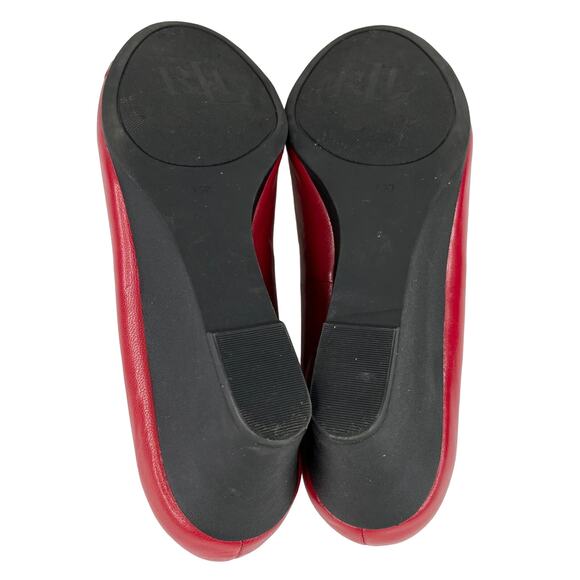 Ralph Lauren Wedges Paula Cherry Red 7.5B Leather Open Toe - Picture 7 of 11